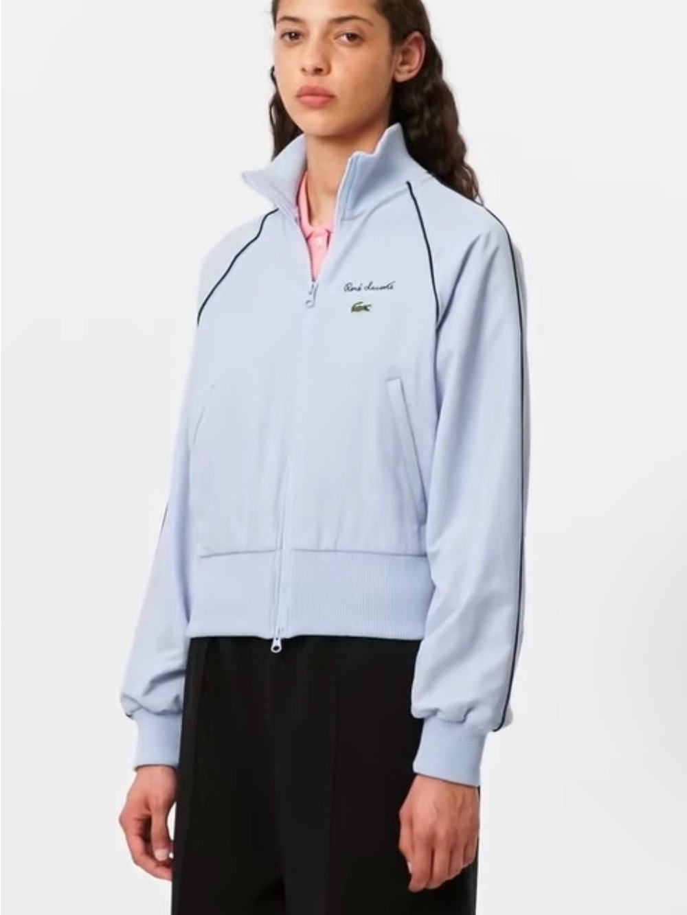 Lacoste Pale Blue Zip-Front Bomber Jacket